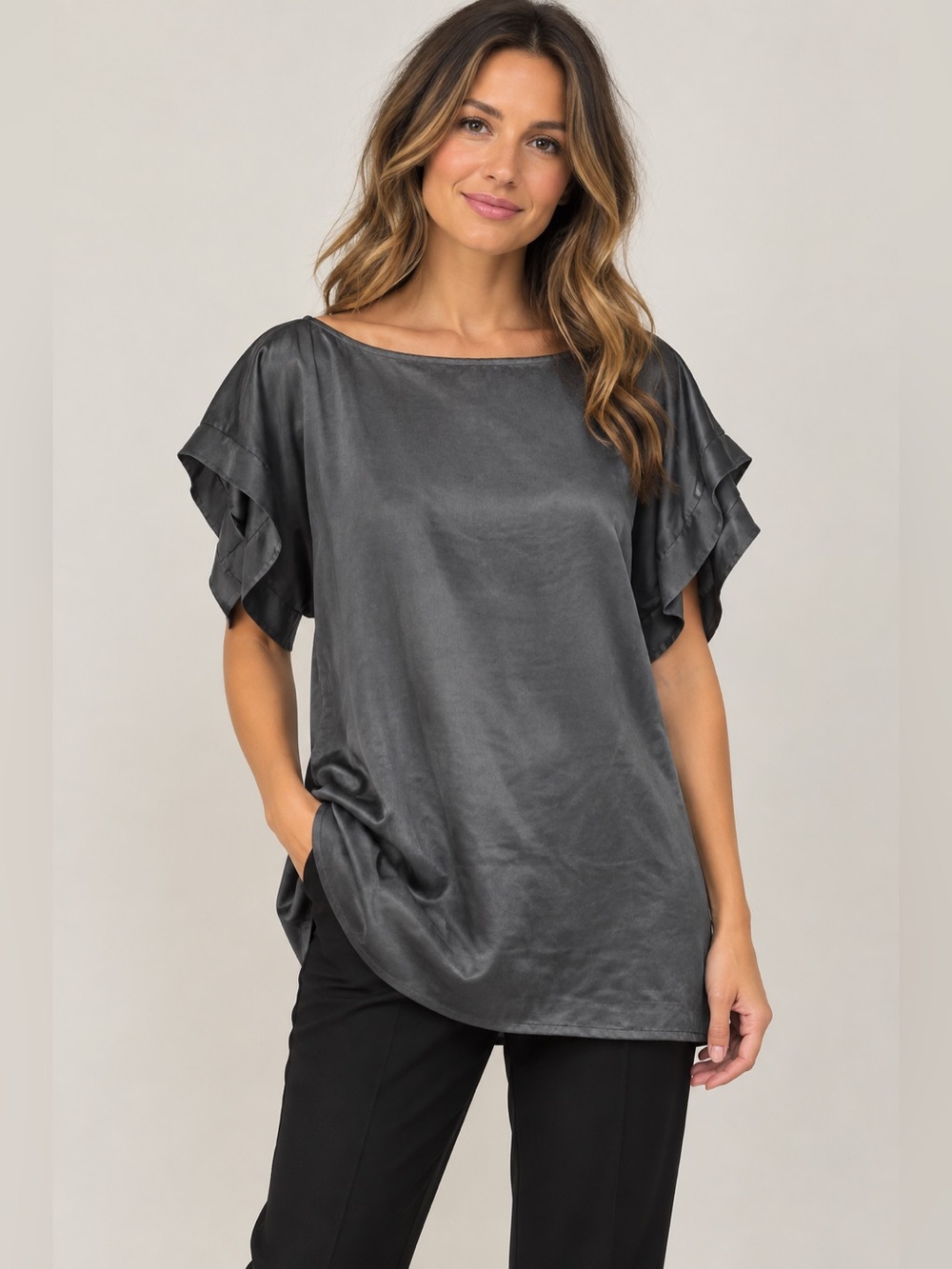 Vero Moda Charcoal Satin Tunic